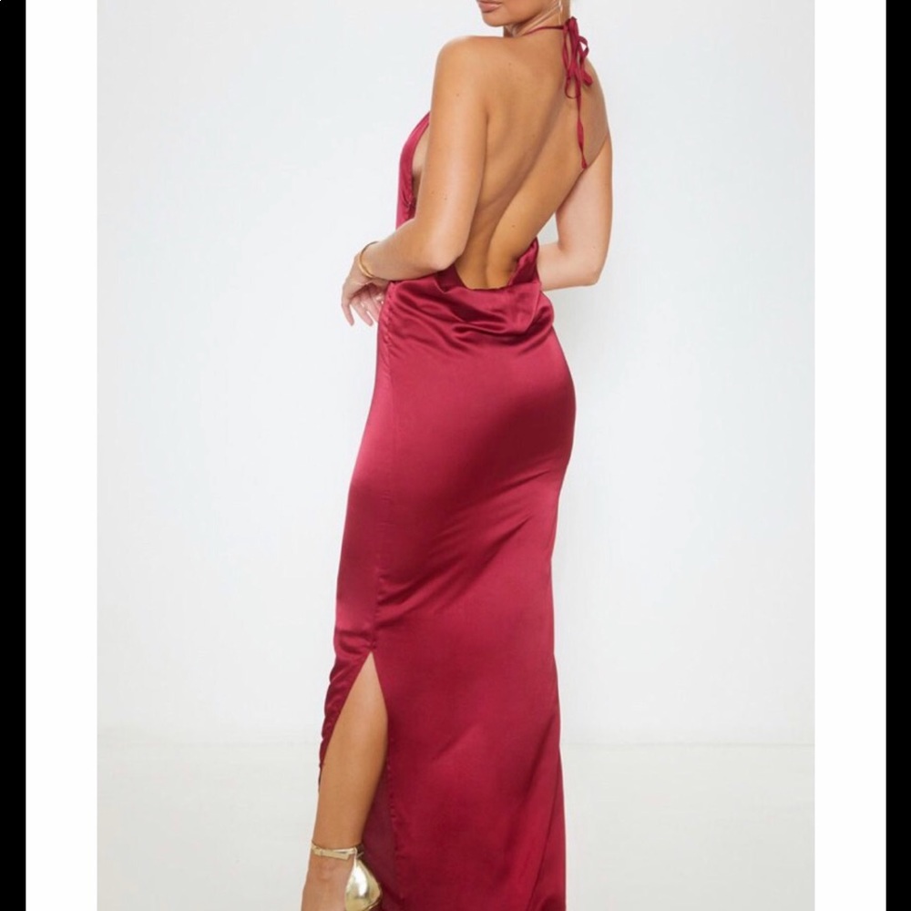 Burgundy satin dress - Picture 2 of 2